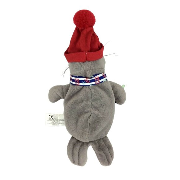 Coca-Cola 1999 Lucky The Seal Plush Toy 11 inch Gray Scarf Hat - Picture 2 of 6